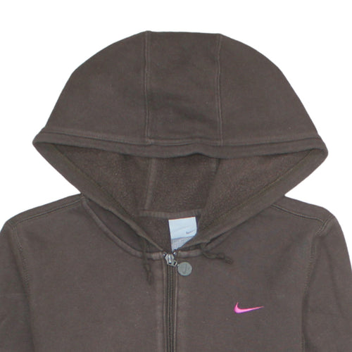 Nike Women Brown Full Zip Hoodie M Fleece Lined Casual Sweatshirt