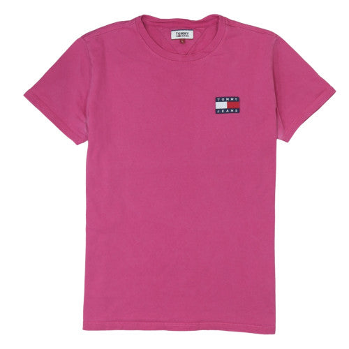 Tommy Jeans Womens Pink Cotton Short Sleeve Crew Neck T-Shirt L