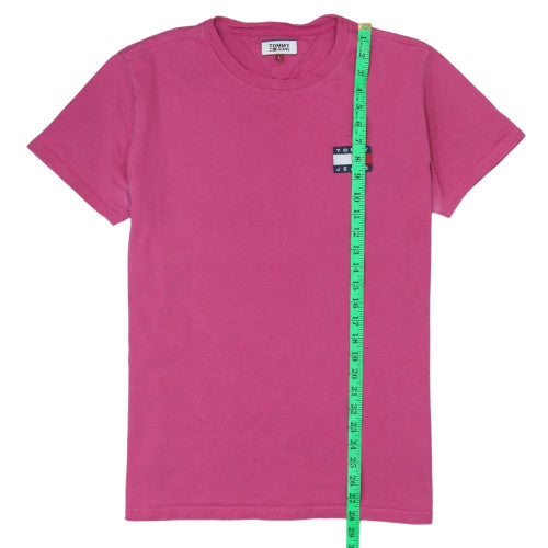 Tommy Jeans Womens Pink Cotton Short Sleeve Crew Neck T-Shirt L