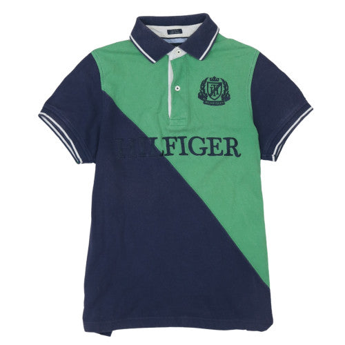 Tommy Hilfiger Men's Green & Navy Colourblock Polo Shirt XS