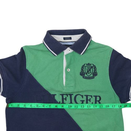 Tommy Hilfiger Men's Green & Navy Colourblock Polo Shirt XS
