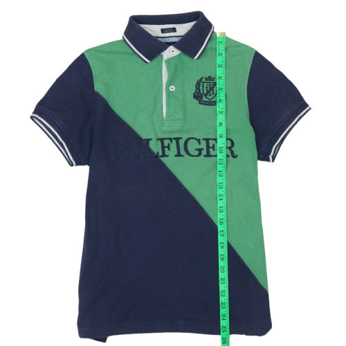 Tommy Hilfiger Men's Green & Navy Colourblock Polo Shirt XS