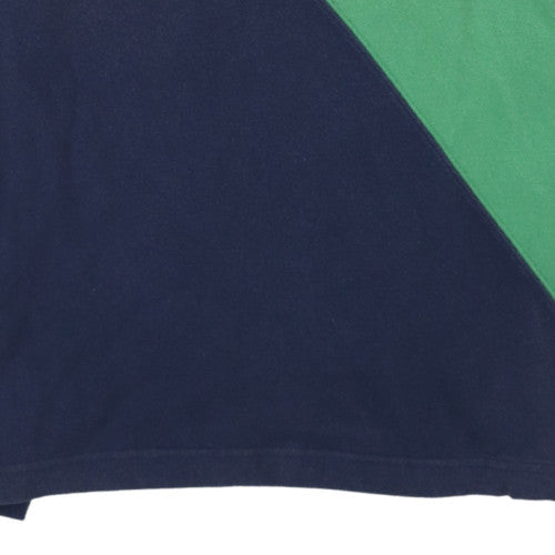 Tommy Hilfiger Men's Green & Navy Colourblock Polo Shirt XS