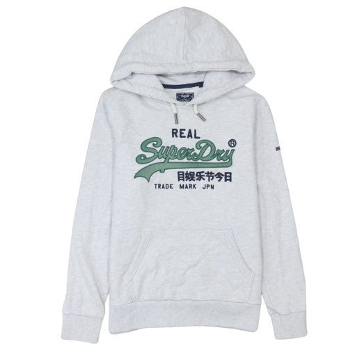 Superdry Womens Grey Pullover Hoodie Size M Cotton Blend Casual