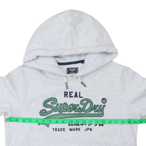 Superdry Womens Grey Pullover Hoodie Size M Cotton Blend Casual