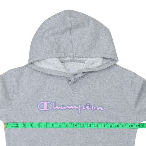 Champion Women's Grey Pullover Hoodie Small Logo Embroidered