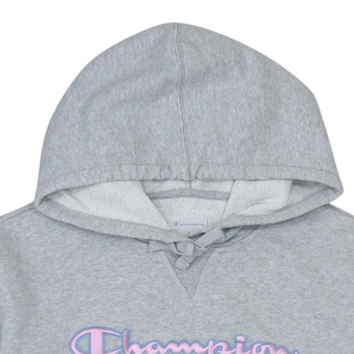 Champion Women's Grey Pullover Hoodie Small Logo Embroidered