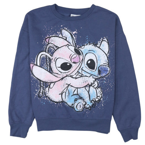 Disney Women’s Blue Stitch & Angel Sweatshirt Size S Regular Fit