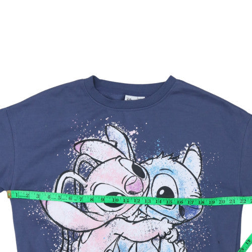 Disney Women’s Blue Stitch & Angel Sweatshirt Size S Regular Fit
