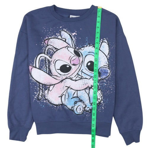 Disney Women’s Blue Stitch & Angel Sweatshirt Size S Regular Fit