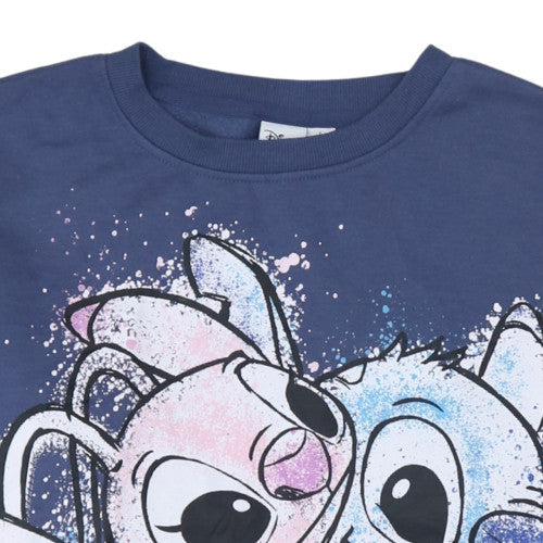 Disney Women’s Blue Stitch & Angel Sweatshirt Size S Regular Fit