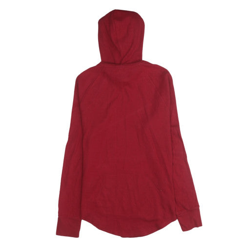 Hollister Womens Red Pullover Hoodie Medium Hooded Stripe Casual