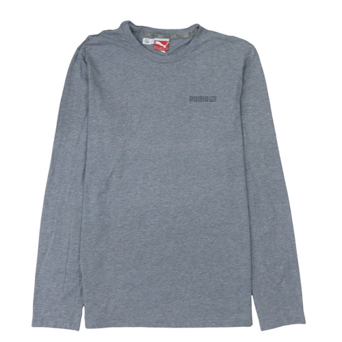 Puma Men Grey Long Sleeve Crew Neck Cotton T-Shirt M