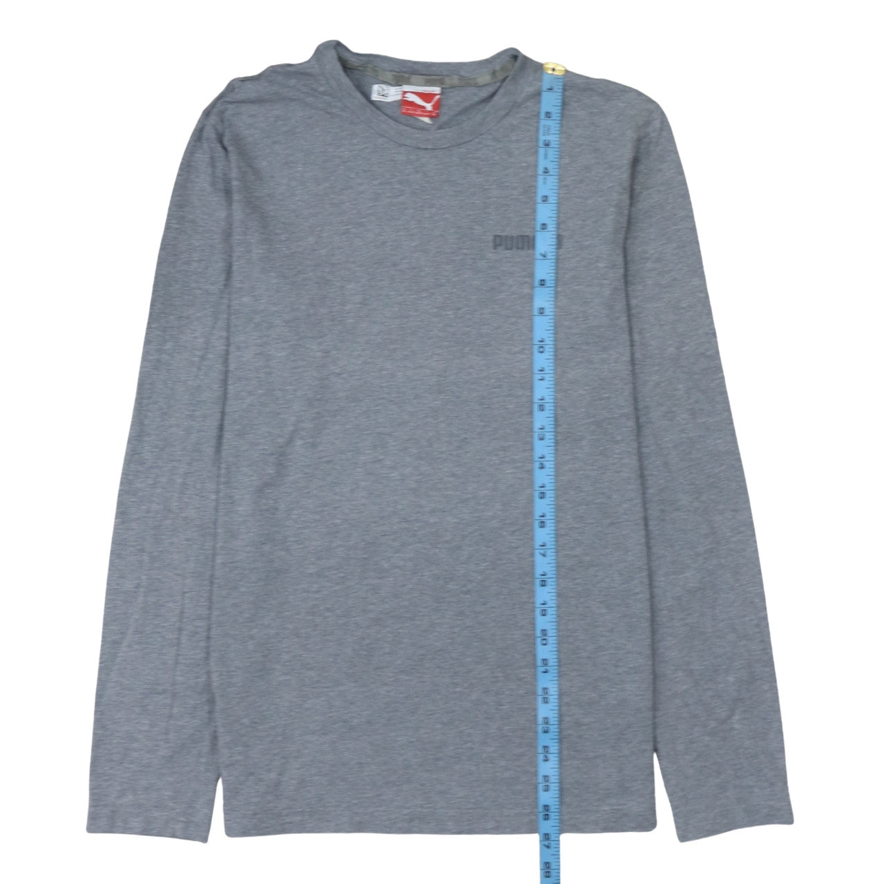 Puma Men Grey Long Sleeve Crew Neck Cotton T-Shirt M