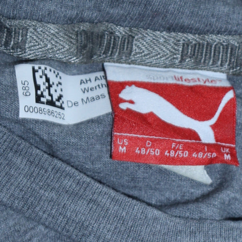Puma Men Grey Long Sleeve Crew Neck Cotton T-Shirt M