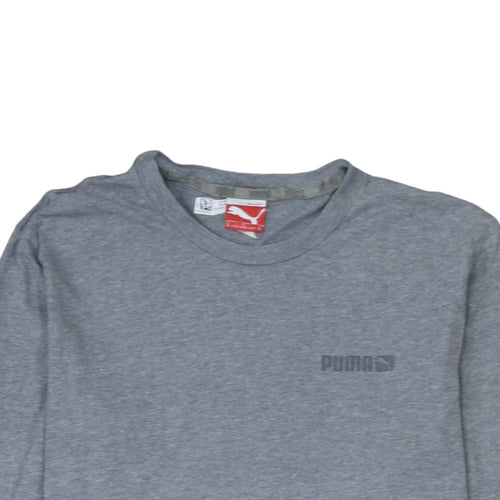 Puma Men Grey Long Sleeve Crew Neck Cotton T-Shirt M