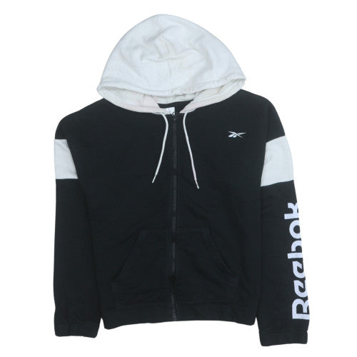 Reebok Womens Black & White Full Zip Hoodie Size S Casual Sportswear
