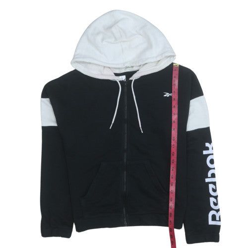 Reebok Womens Black & White Full Zip Hoodie Size S Casual Sportswear
