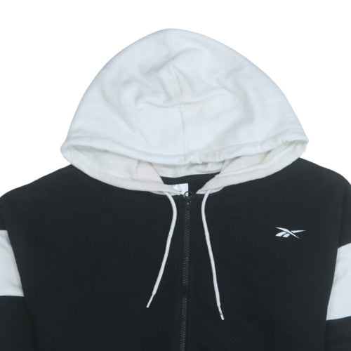 Reebok Womens Black & White Full Zip Hoodie Size S Casual Sportswear