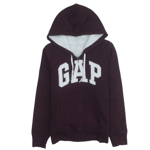 GAP Womens Burgundy Full Zip Hoodie Size M Cotton Blend Lined