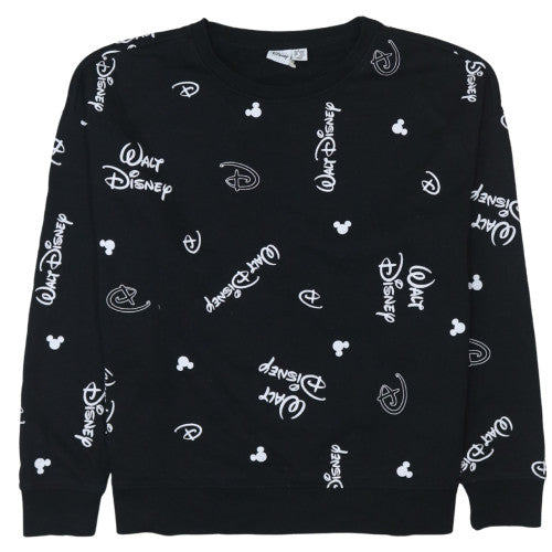 Disney x Primark Women Black Walt Disney Logo Sweatshirt L 14/16
