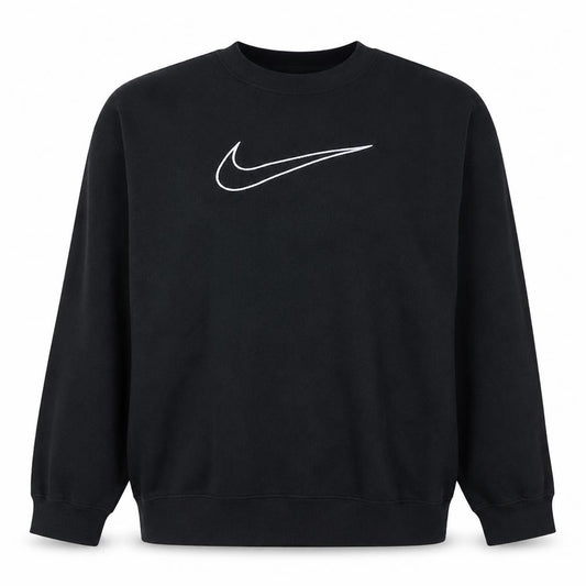 Front view of Nike Women Black XL Pullover Sweatshirt Dri-Fit Logo Crew Neck