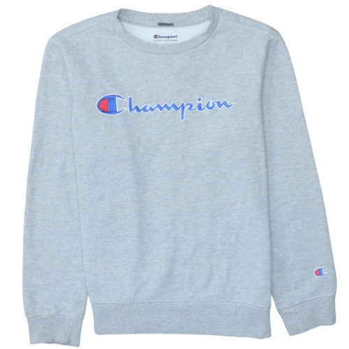 Champion Women Grey Logo Crew Neck Pullover Sweatshirt Size L