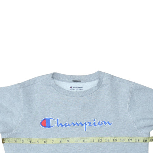 Champion Women Grey Logo Crew Neck Pullover Sweatshirt Size L