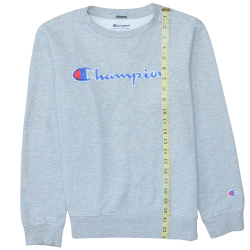 Champion Women Grey Logo Crew Neck Pullover Sweatshirt Size L