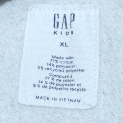 GAP Kids Boys Grey XL Pullover Hoodie Cotton Blend Logo Design