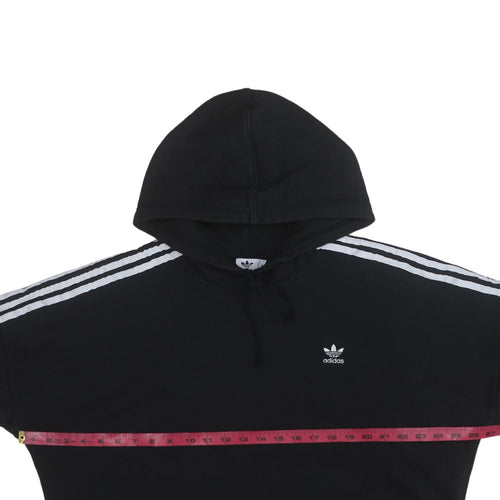 Adidas Womens Black Cropped Hoodie UK 12 Pullover Hooded Sweatshirt