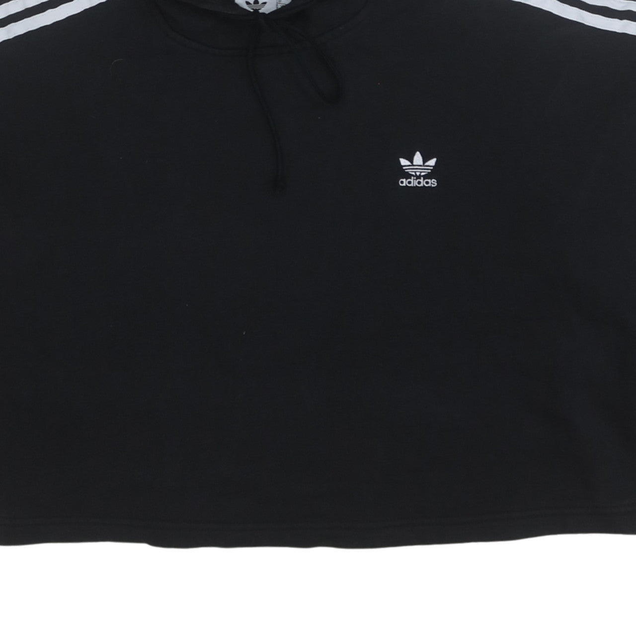 Adidas Womens Black Cropped Hoodie UK 12 Pullover Hooded Sweatshirt
