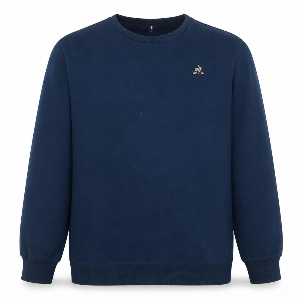 Front view of Le Coq Sportif Men's Blue XL Crew Neck Pullover Sweatshirt