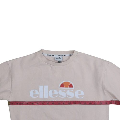 Ellesse Women Beige Crew Neck Pullover Sweatshirt UK 10