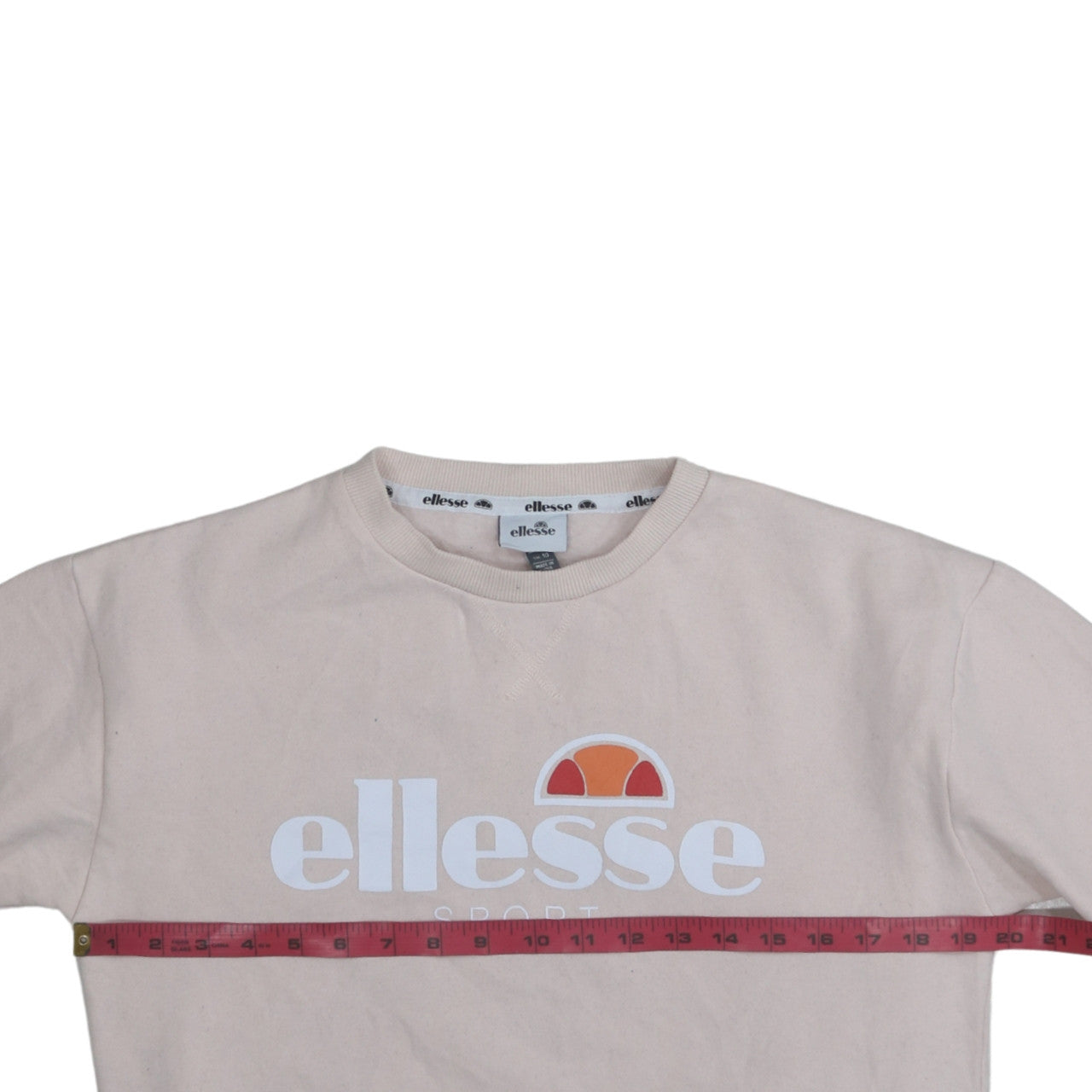 Ellesse Women Beige Crew Neck Pullover Sweatshirt UK 10