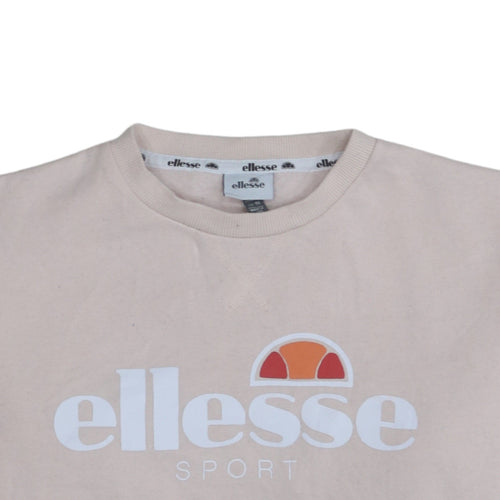 Ellesse Women Beige Crew Neck Pullover Sweatshirt UK 10