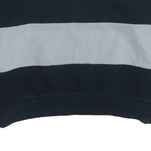 Fred Perry Men's Blue Striped Cotton Crew Neck Sweatshirt M