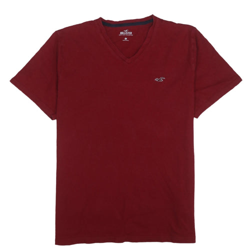 Hollister Men's Red V-Neck Short Sleeve Cotton T-Shirt XL