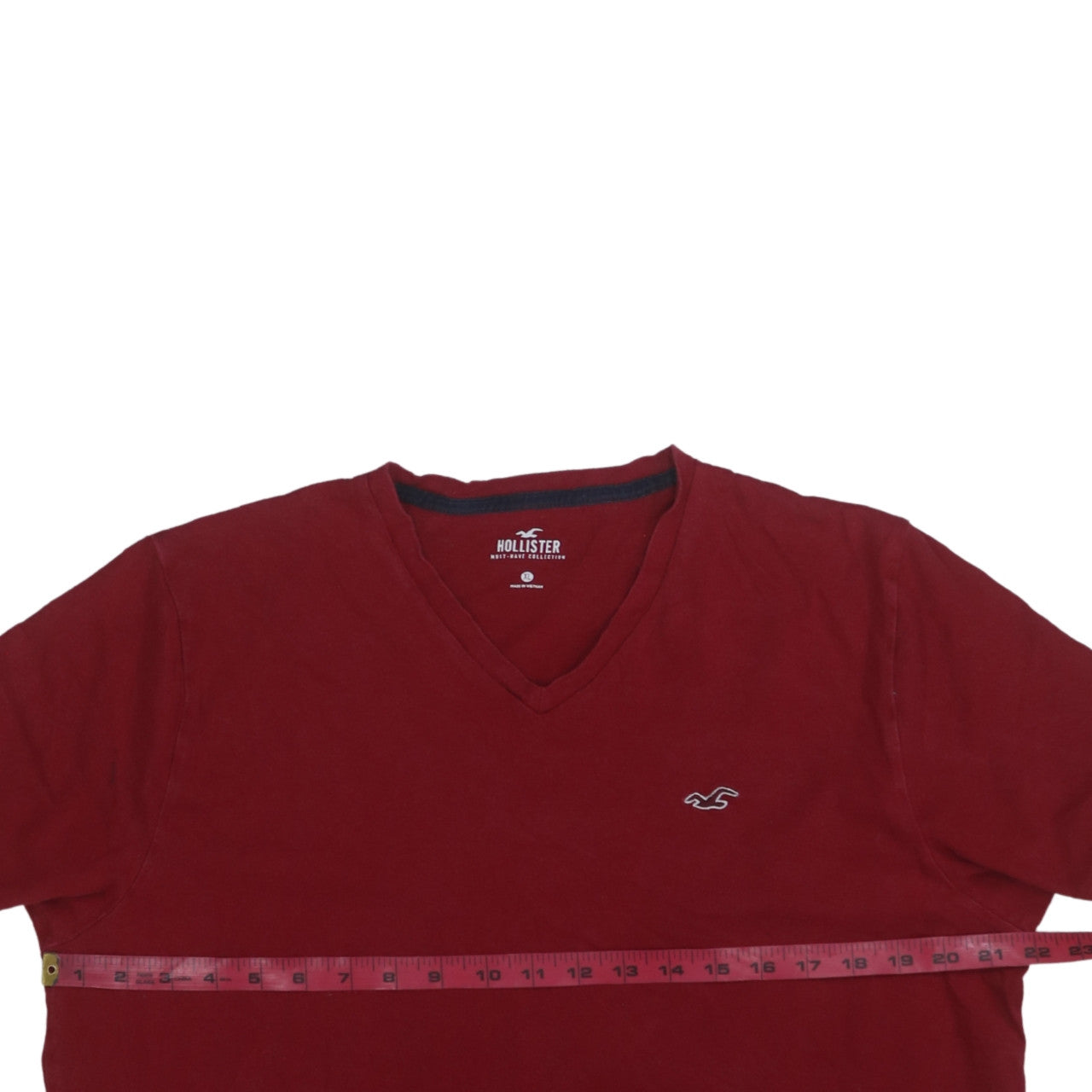 Hollister Men's Red V-Neck Short Sleeve Cotton T-Shirt XL