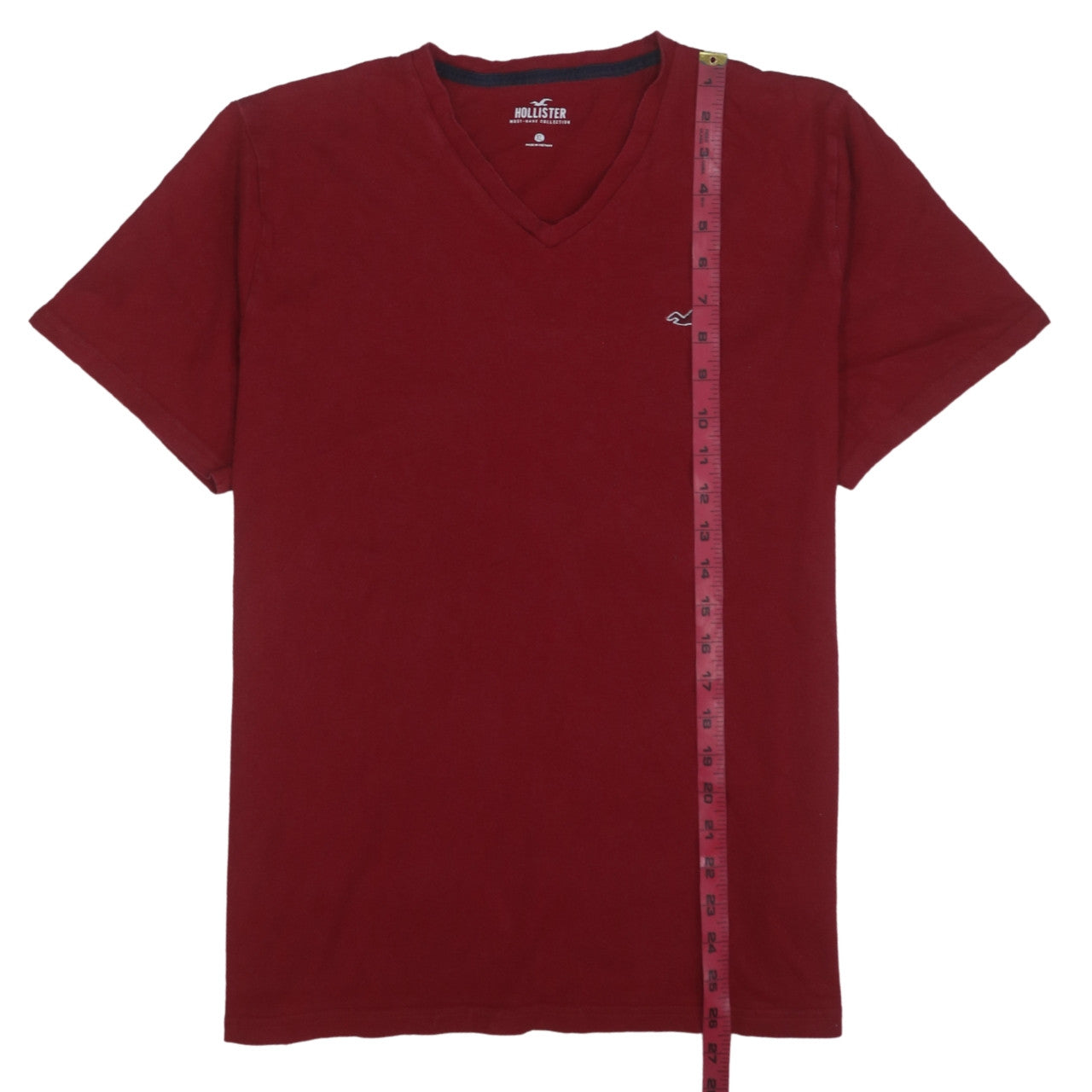 Hollister Men's Red V-Neck Short Sleeve Cotton T-Shirt XL