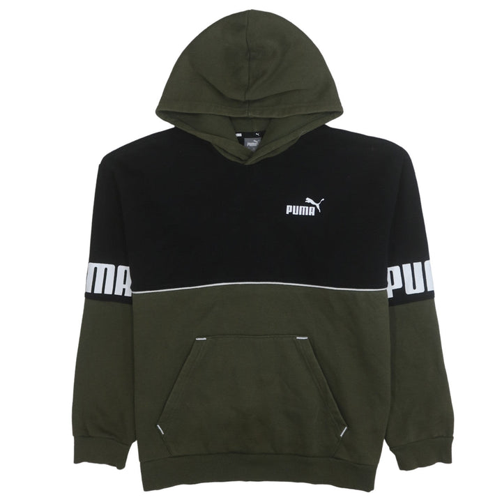 Puma Boys Green & Black Pullover Hoodie 13-14 Years Logo Graphic Sweatshirt