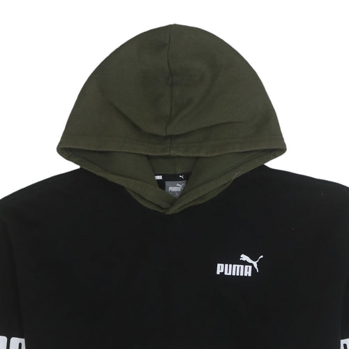 Puma Boys Green & Black Pullover Hoodie 13-14 Years Logo Graphic Sweatshirt
