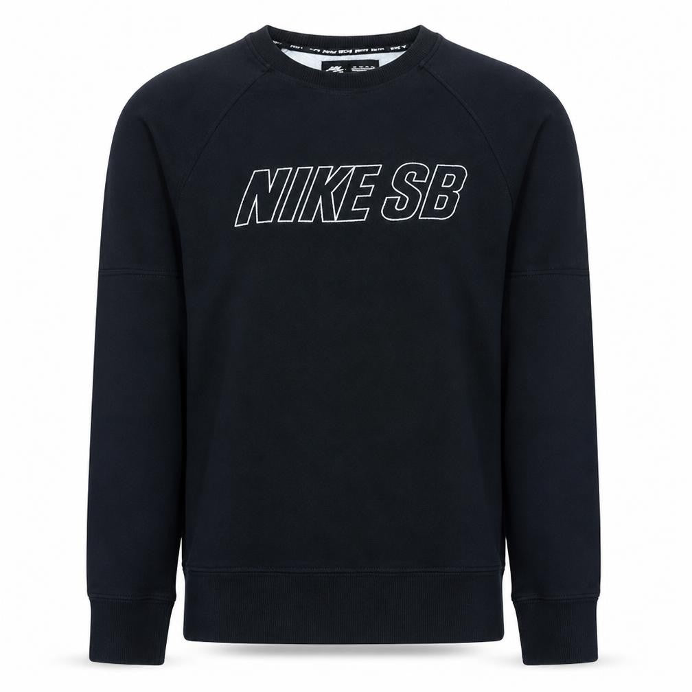 Front view of Nike SB Men's Black Medium Crew Neck Pullover Sweatshirt