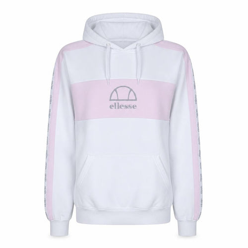 Ellesse Womens White Pink Hoodie UK 10 Pullover Logo Hooded Sweatshirt