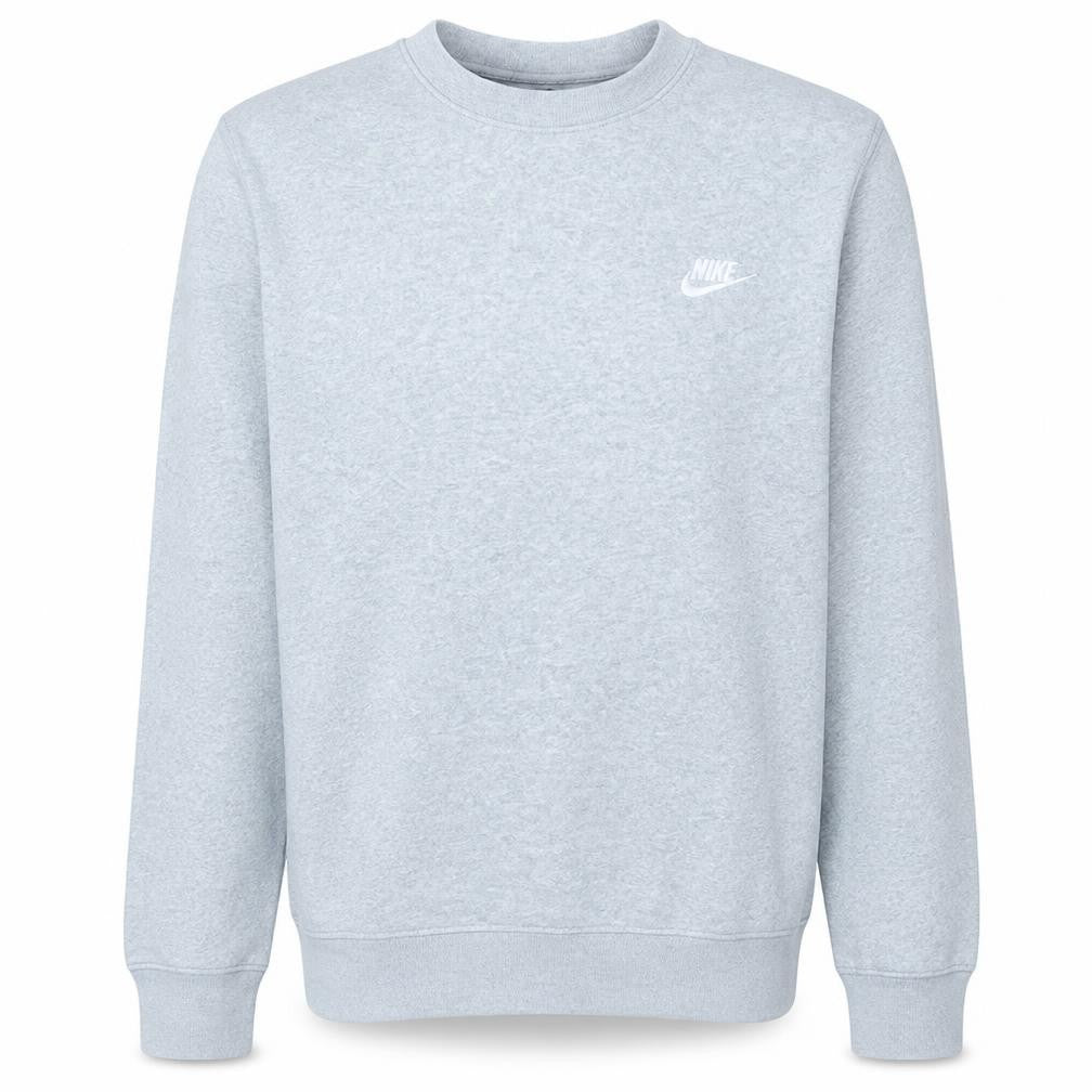 Front view of Nike Men’s Grey Sweatshirt Small Crew Neck Classic Fleece Pullover