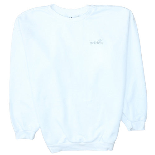 Adidas Women's White Crew Neck Pullover Sweatshirt Size 10 Cotton Blend