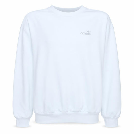 Front view of Adidas Women's White Crew Neck Pullover Sweatshirt, size 10, Cotton Blend