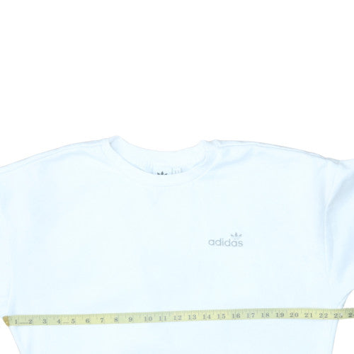Adidas Women's White Crew Neck Pullover Sweatshirt Size 10 Cotton Blend