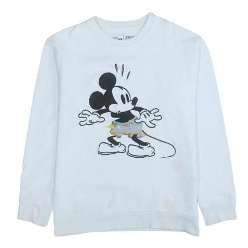 ZARA Disney Women White Mickey Mouse Pullover Sweatshirt M