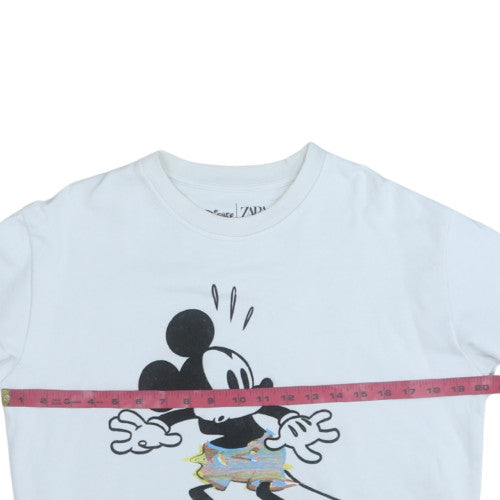 ZARA Disney Women White Mickey Mouse Pullover Sweatshirt M